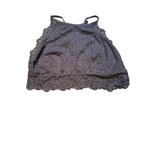 Aerie High Neck Floral Lace Bralette Purple Scalloped Hem Size M